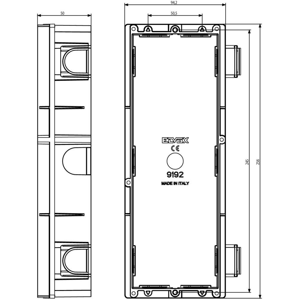9192 Конзола за входен панел за вграждане 2 модула 94x254x50 мм_small
