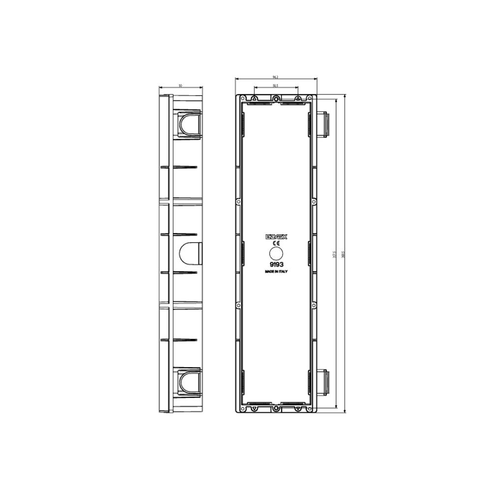 9193 Конзола за входен панел за вграждане 3 модула 94х365х50 мм_small