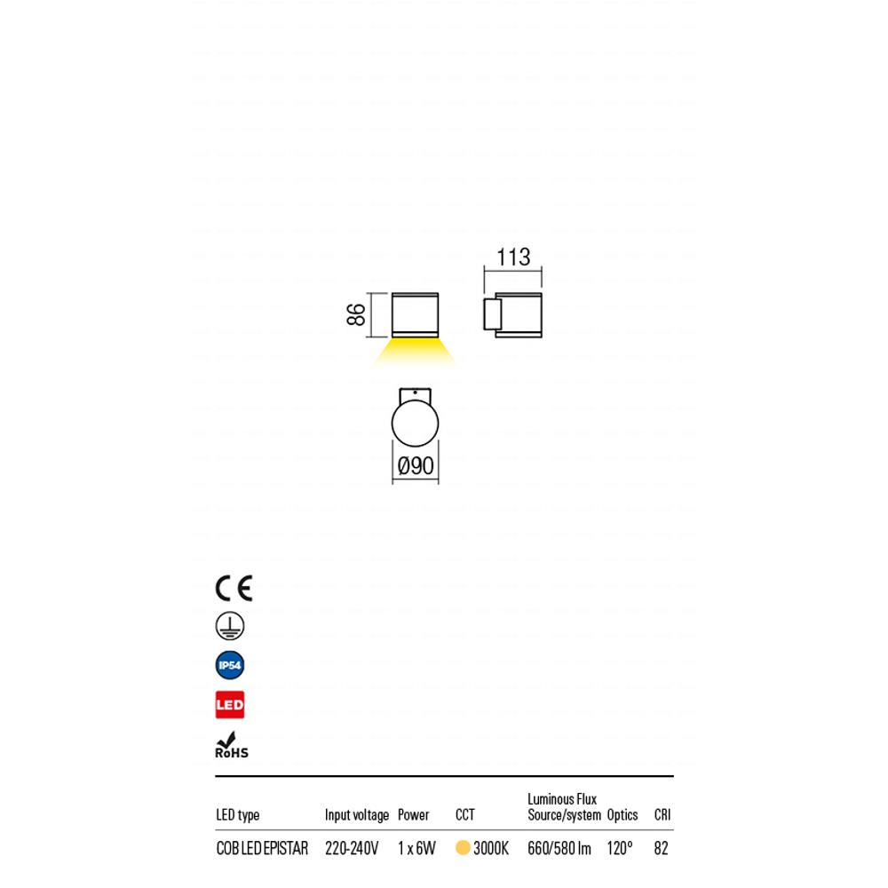 9594 ETA LED 6W IP54 DG 3000K Аплик, Redo_small