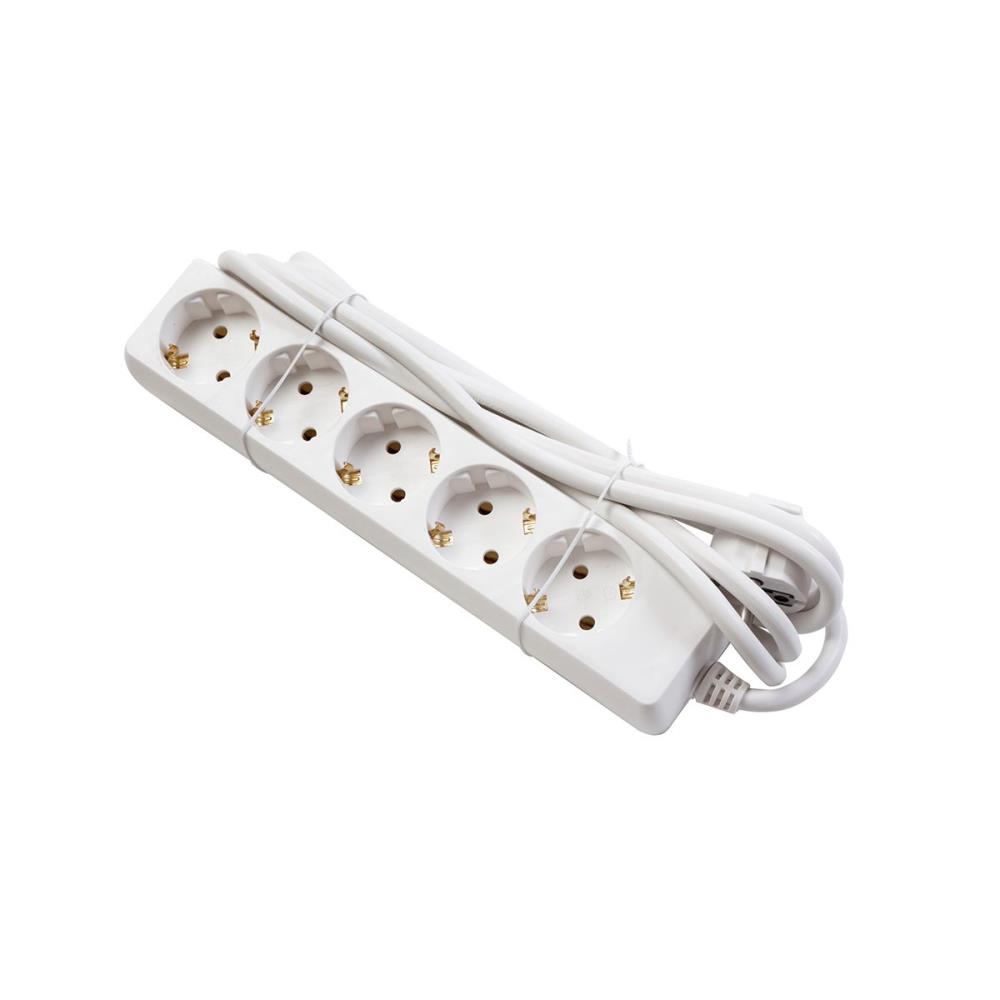 AE-PS5G3M-00 Разклонител 5x Шуко, кабел 3 м (3x1,5мм²), макс.3500W/16A, бял GTV