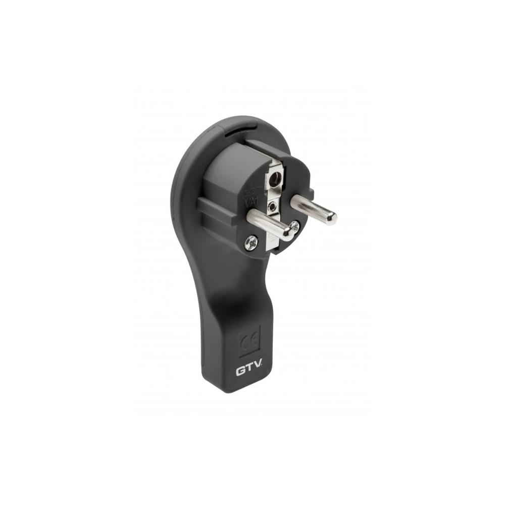 AE-VA1UNI-10 Щепсел ъглов, плосък Schuko/French, max.3600W/16A, черен GTV