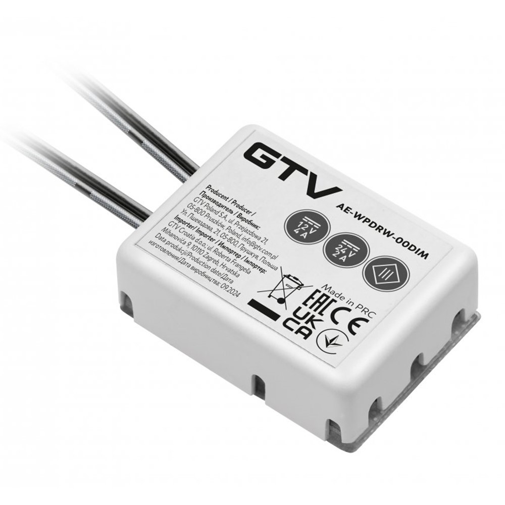AE-WPDRW-00DIM Сензорен ключ за плот, опция димиране, max.50W, DC12/24V, IP20, кабел 0,5 м, GTV