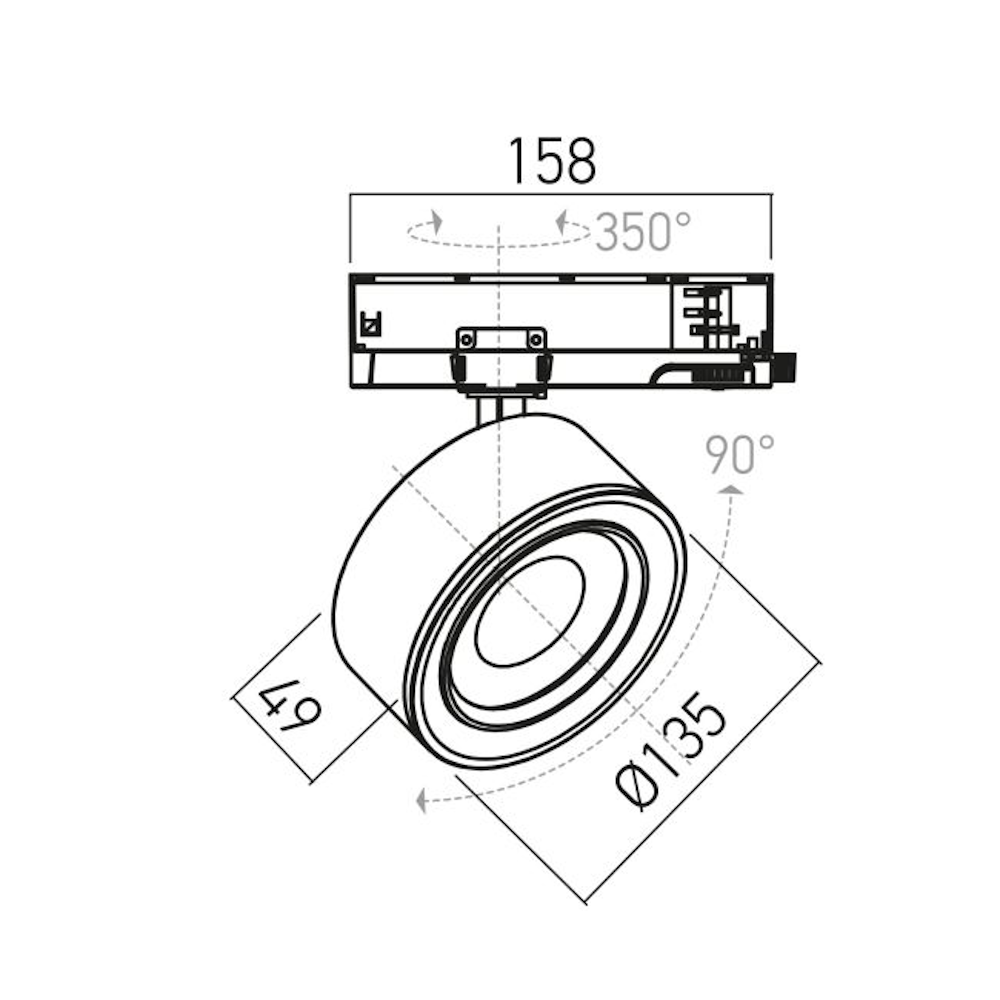 AR02NW DALI4 SWH XARTE Прожектор за TKN шини 38W DALI4 220-240V AC 4000K CRI.90 IP40 15-45dgr SWH Arelux_small
