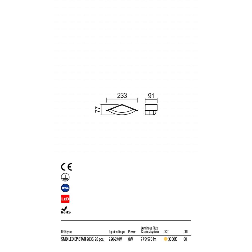 90001 CHALET LED Аплик SMD 8W IP54 DG 3000K, Redo_small