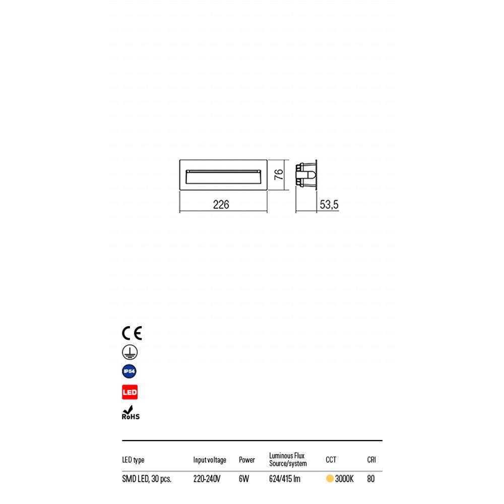 9092 IGOR Оветително тяло за стъпала/пътеки 1x6w IP65 DG (5f), Redo_small