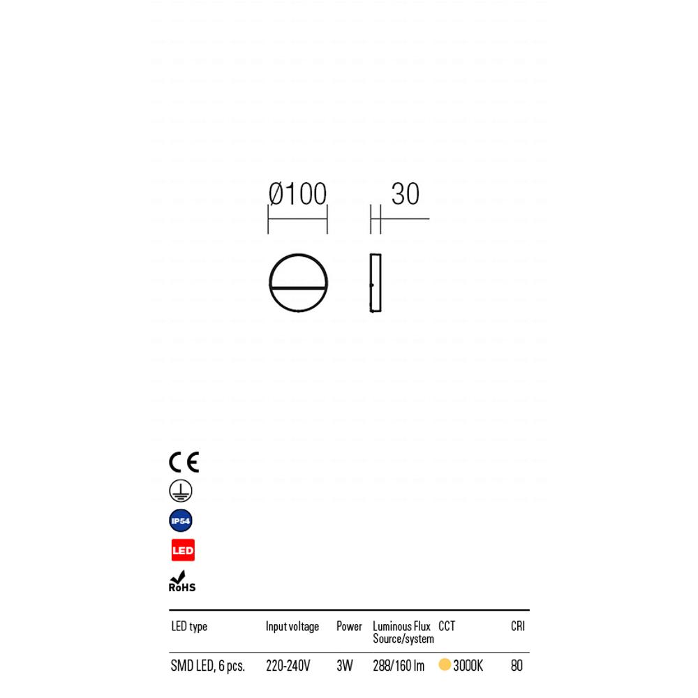 9148 EVEN Аплик LED SMD 3W IP54 MWH RO, Redo_small