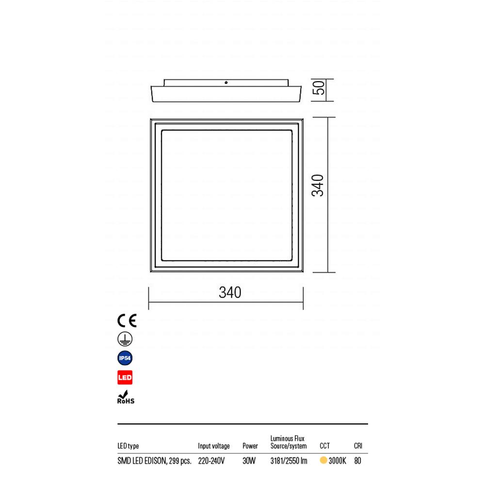 9189 BEZEL Плафон LED 30W 3000K IP54 L SQ WH (5f), Redo_small