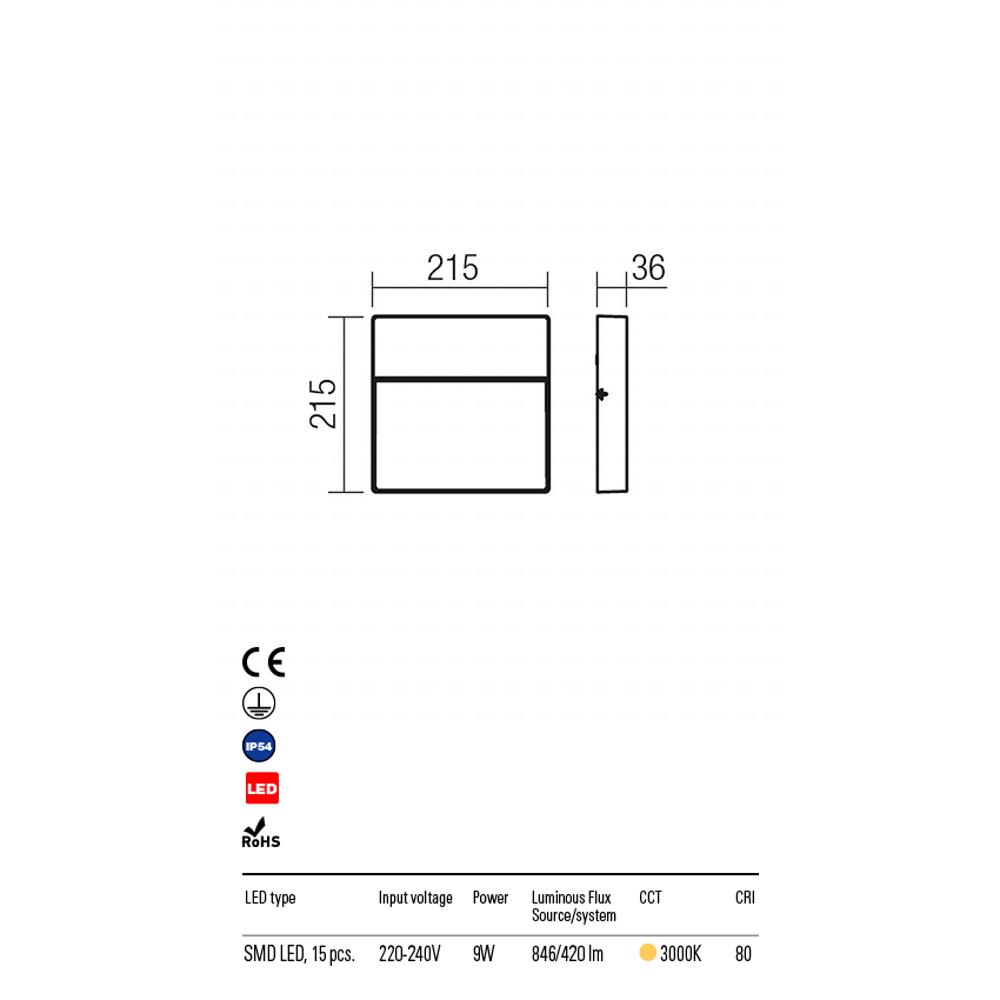 9627 EVEN Аплик LED SMD 9W IP54 MWH SQ (5f), Redo_small
