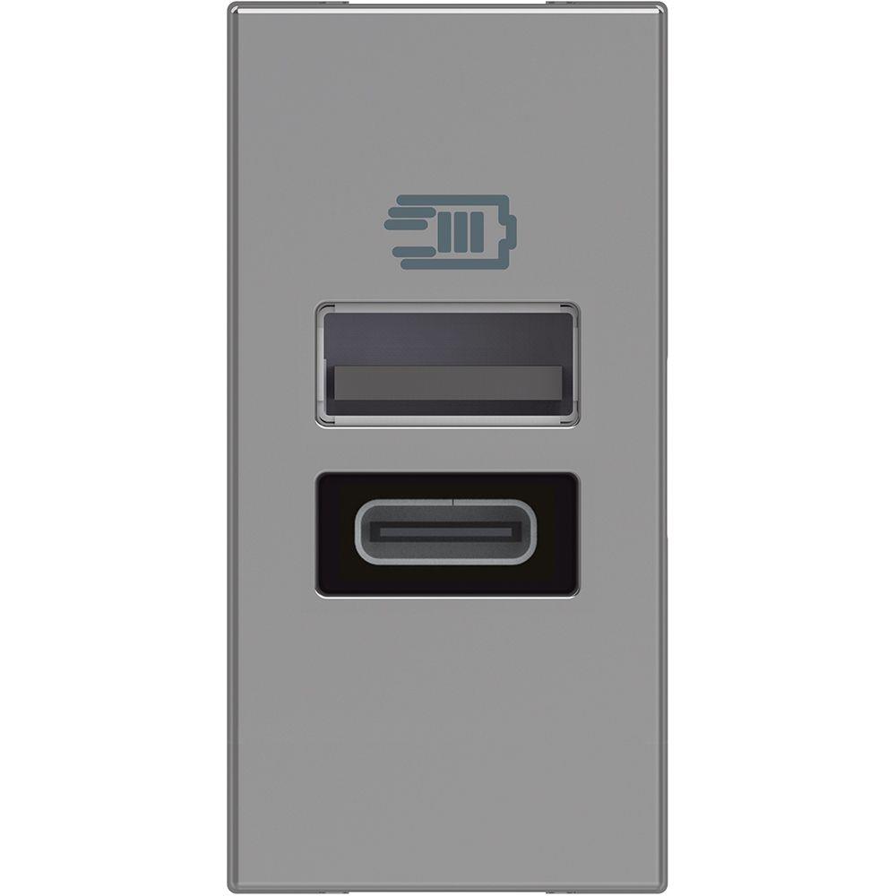 RA4191AC USB зарядно тип A и C 15W 100-240V 50-60Hz 1M Алуминий Bticino Classia_small