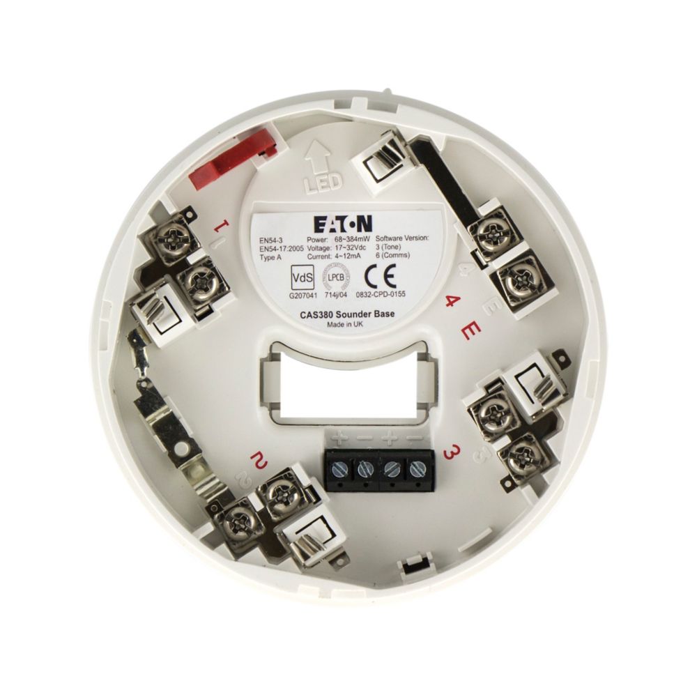 CAS380 Основа за адресируем детектор, с вградена сирена, EN54, white, Eaton