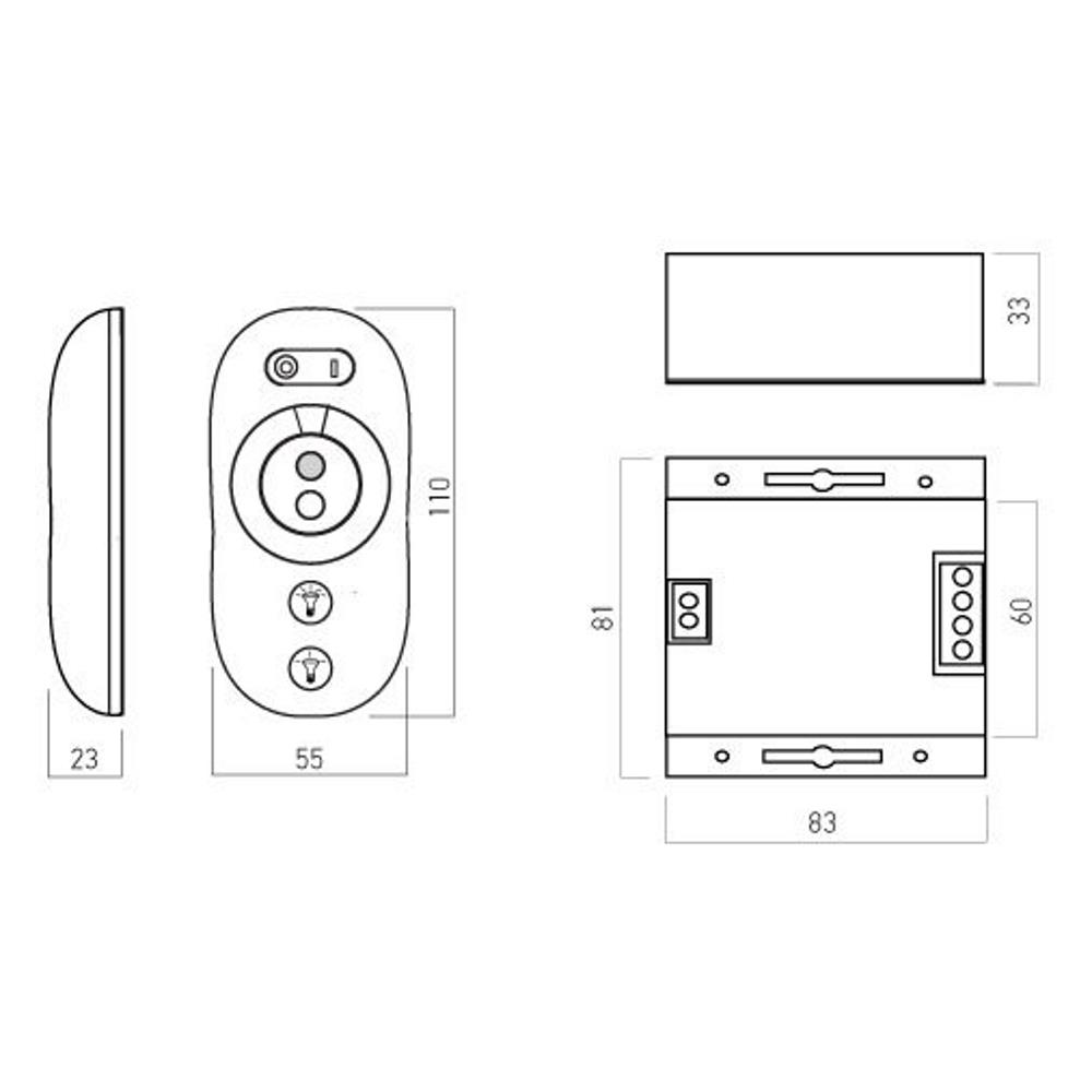 CTR124 Контролер за яркост и цветна температура, 12/24V DC 12A 144/288W, за LED вериги, Arelux_small