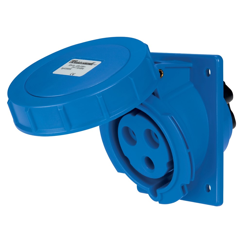 EC69256 Наклонен контакт за монтаж в индустриално табло, IP67, 220/240V, 2P+E, 32A, Elettrocanali