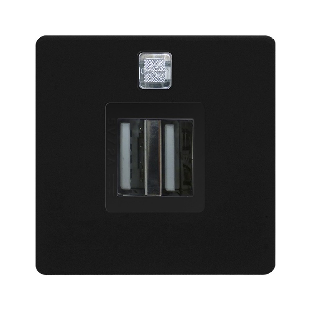 FD-212USB-M USB контакт с индикатор, пластмаса, цвят Black, Fede_small