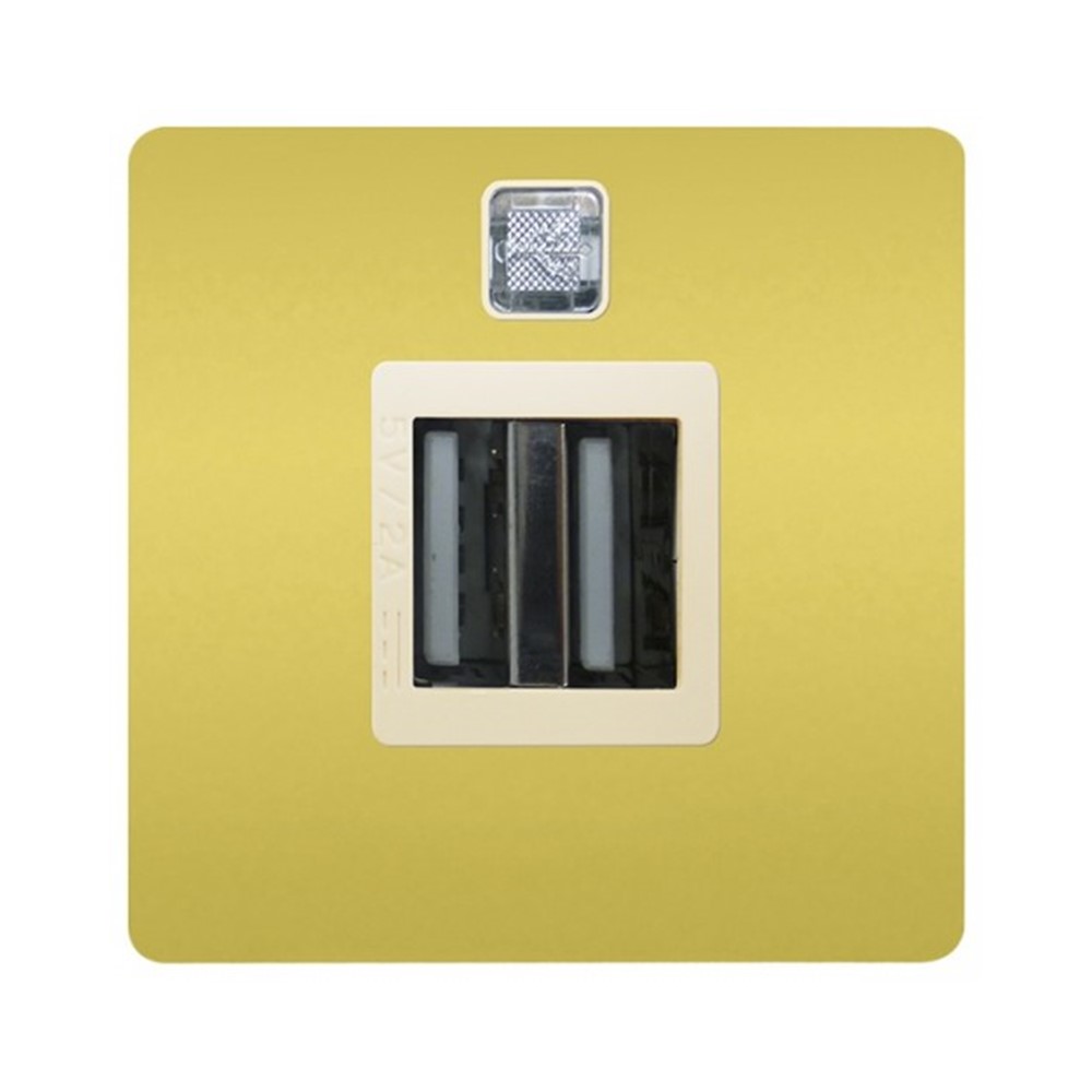 FD-212USBOB-A USB контакт, месинг, цвят Bright Gold + Beige, Fede_small
