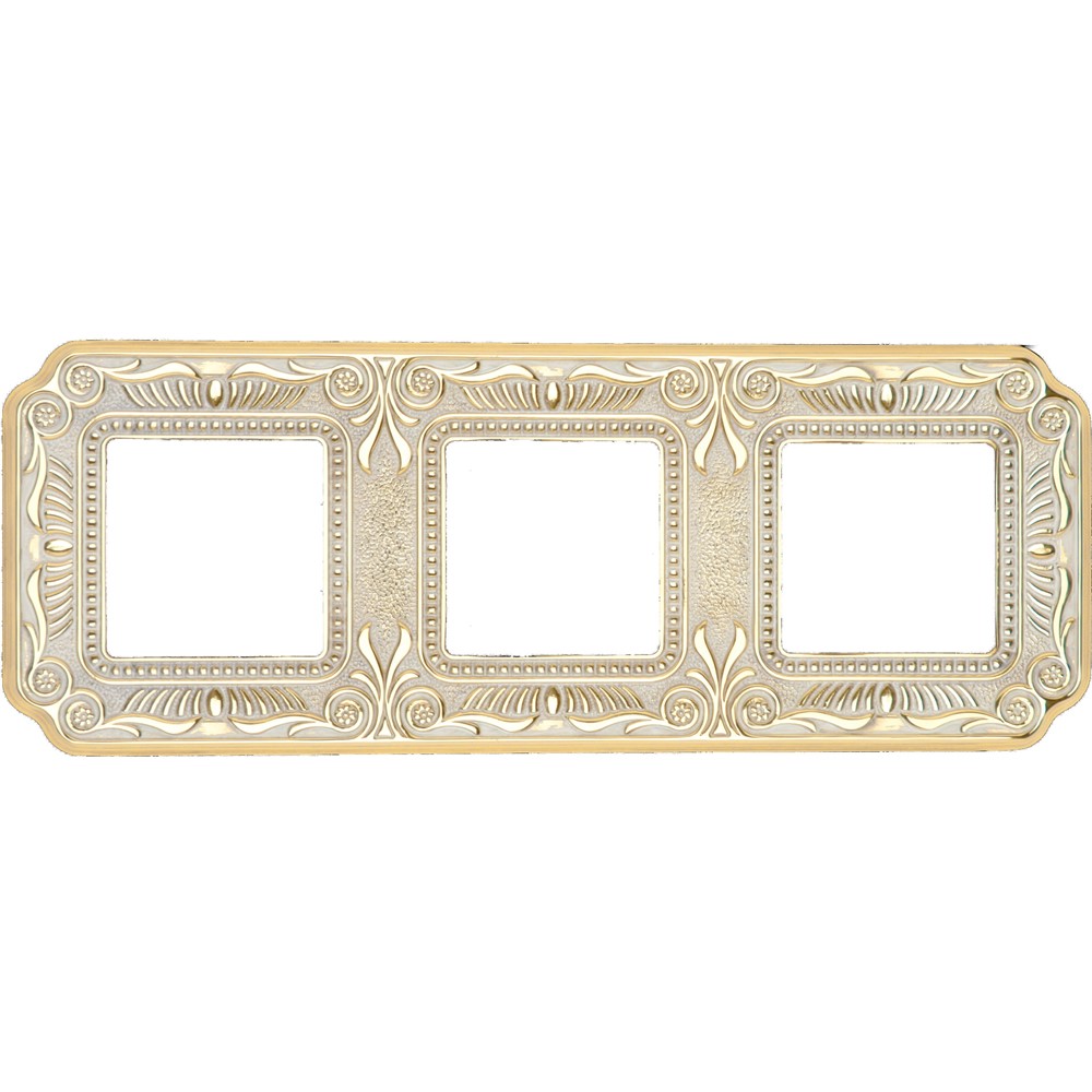 FD01363OP Рамка 3х Firenze, хориз./верт., цвят Gold White Patina, стил Baroque, Fede