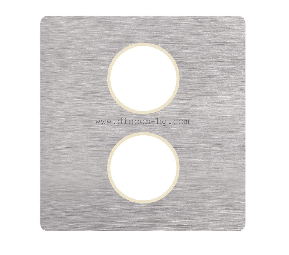 FD04316BN-A Лицев панел SoHo, 1М, 2х TV/SAT розетка, месинг, цвят Brushed Nickel + Beige, Fede_small