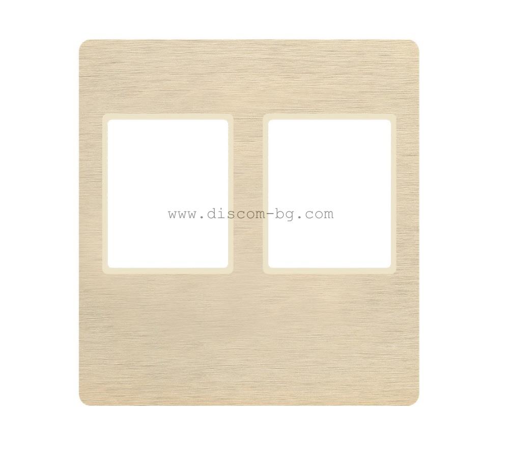 FD04318BB-A Лицев панел за розетка SoHo 2х RJ45, месинг, цвят Brushed Brass + Beige, Fede_small