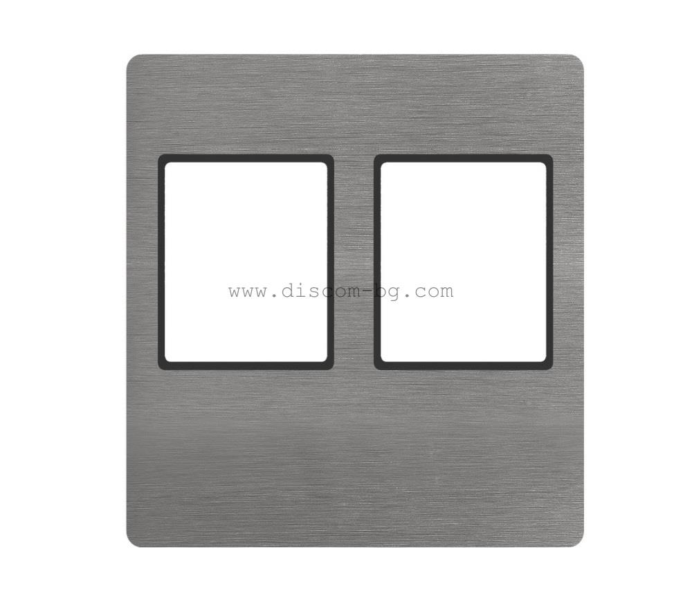 FD04318BG-M Лицев панел за розетка SoHo 2х RJ45, месинг, цвят Brushed Graphite + Black, Fede_small