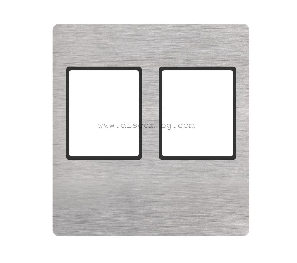 FD04318BN-M Лицев панел за розетка SoHo 2х RJ45, месинг, цвят Brushed Nickel + Black, Fede_small