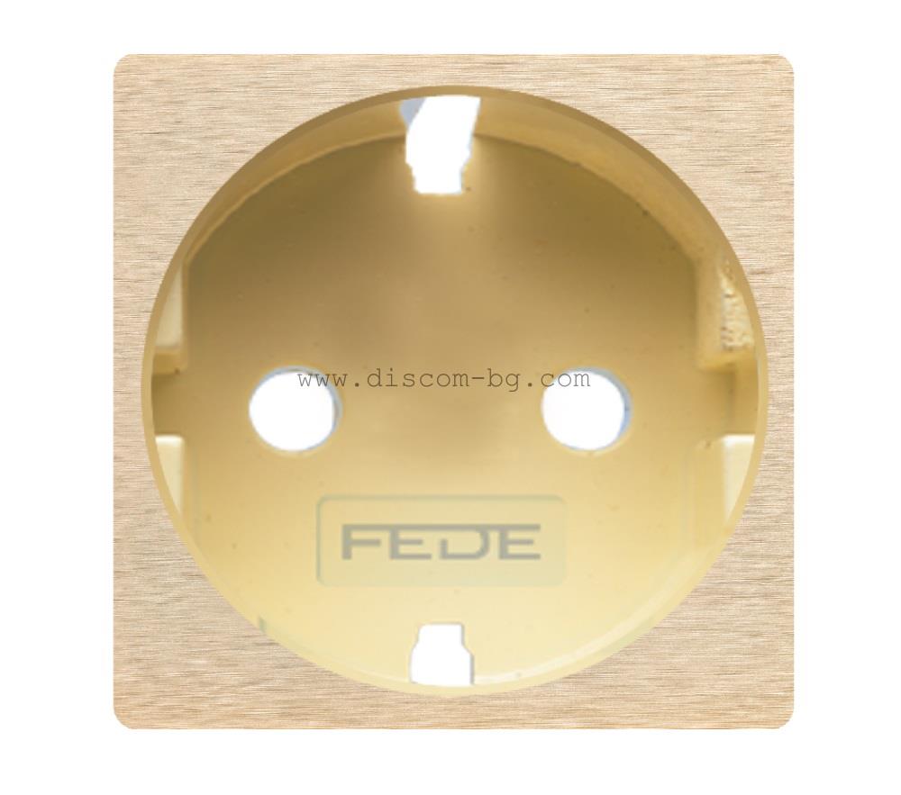 FD04335BB-A Лицев панел за контакт SoHo, 2P+E, Shuko, месинг, цвят Brushed Brass + Beige, Fede_small