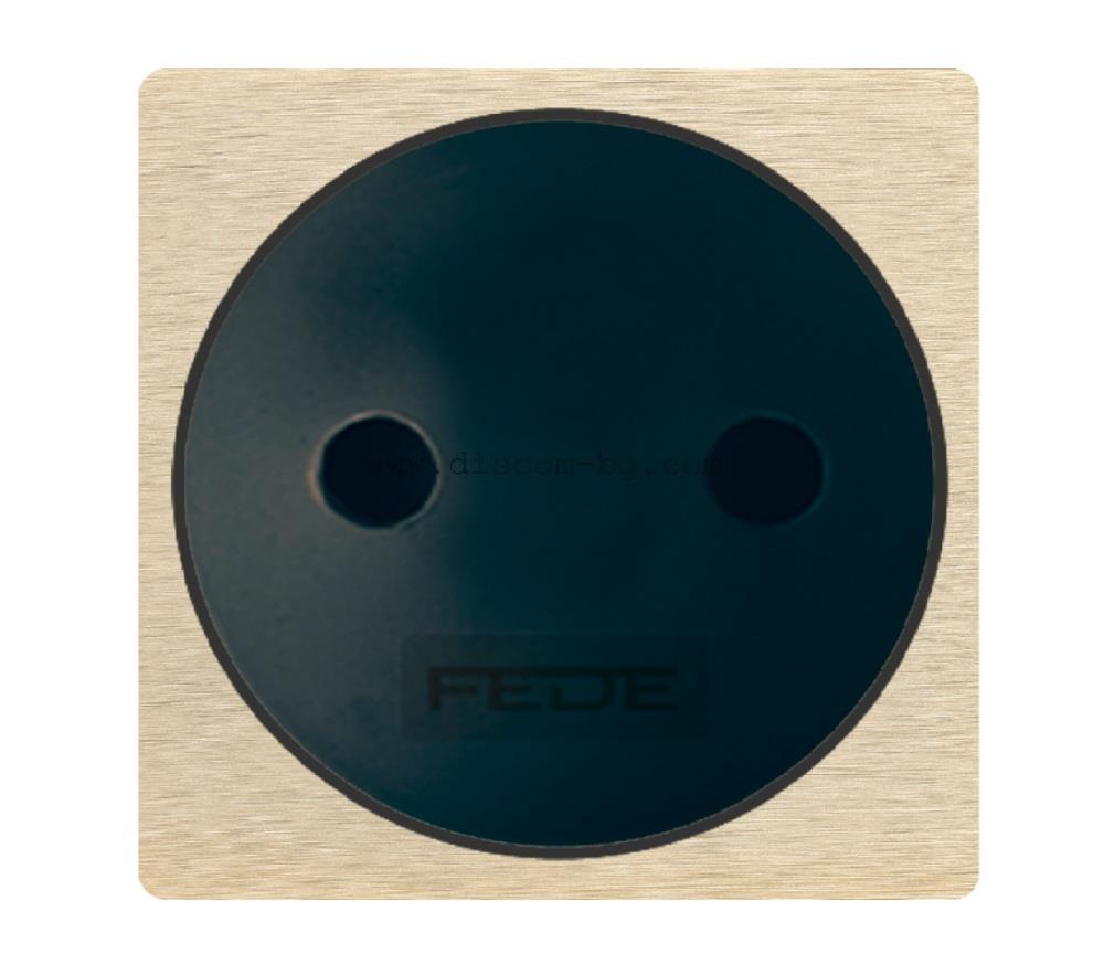 FD04335BB-M Лицев панел за контакт SoHo, 2P+E, Shuko, месинг, цвят Brushed Brass + Black, Fede_small