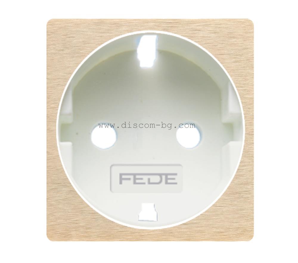 FD04335BB Лицев панел за контакт SoHo, 2P+E, Shuko, месинг, цвят Brushed Brass + White, Fede_small