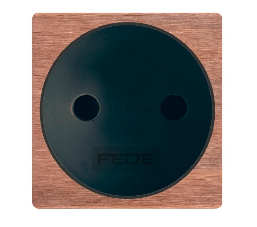 FD04335BC-M Лицев панел за контакт SoHo, 2P+E, Shuko, месинг, цвят Brushed Copper + Black, Fede_small