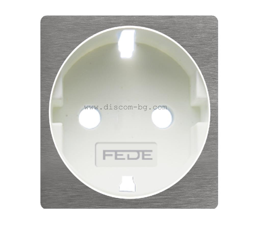FD04335BG Лицев панел за контакт SoHo, 2P+E, Shuko, месинг, цвят Brushed Graphite + White, Fede_small