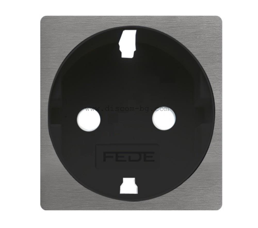 FD04335BN-M Лицев панел за контакт SoHo, 2P+E, Shuko, месинг, цвят Brushed Nickel + Black, Fede_small
