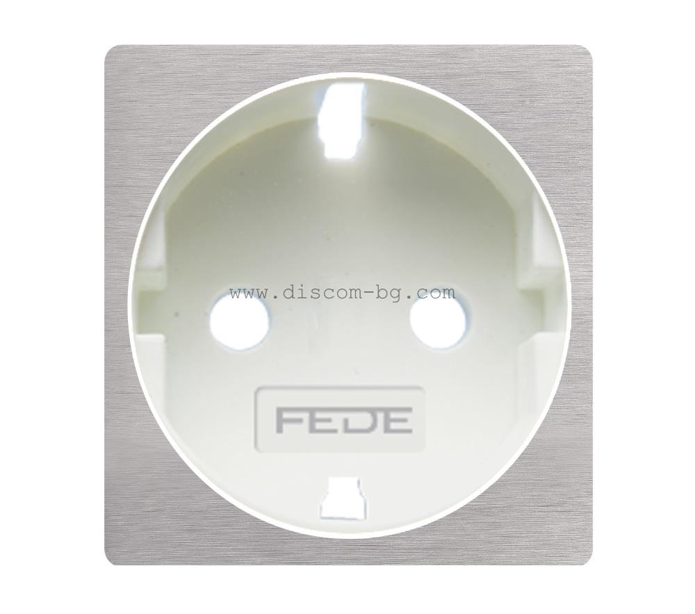 FD04335BN Лицев панел за контакт SoHo, 2P+E, Shuko, месинг, цвят Brushed Nickel + White, Fede_small