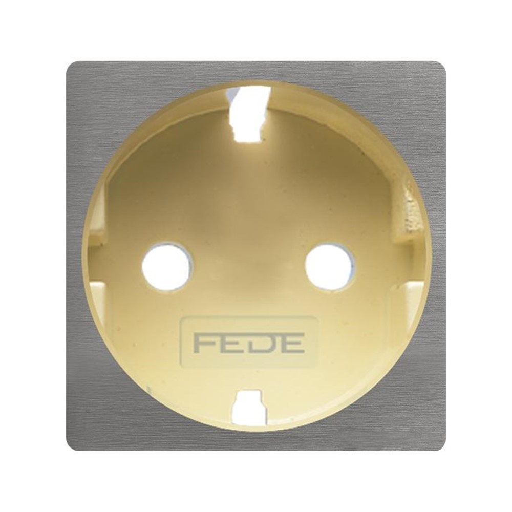 FD04335CB-A Лицев панел за контакт, 2P+E, Shuko, месинг, цвят Bright Chrome + Beige, Fede_small