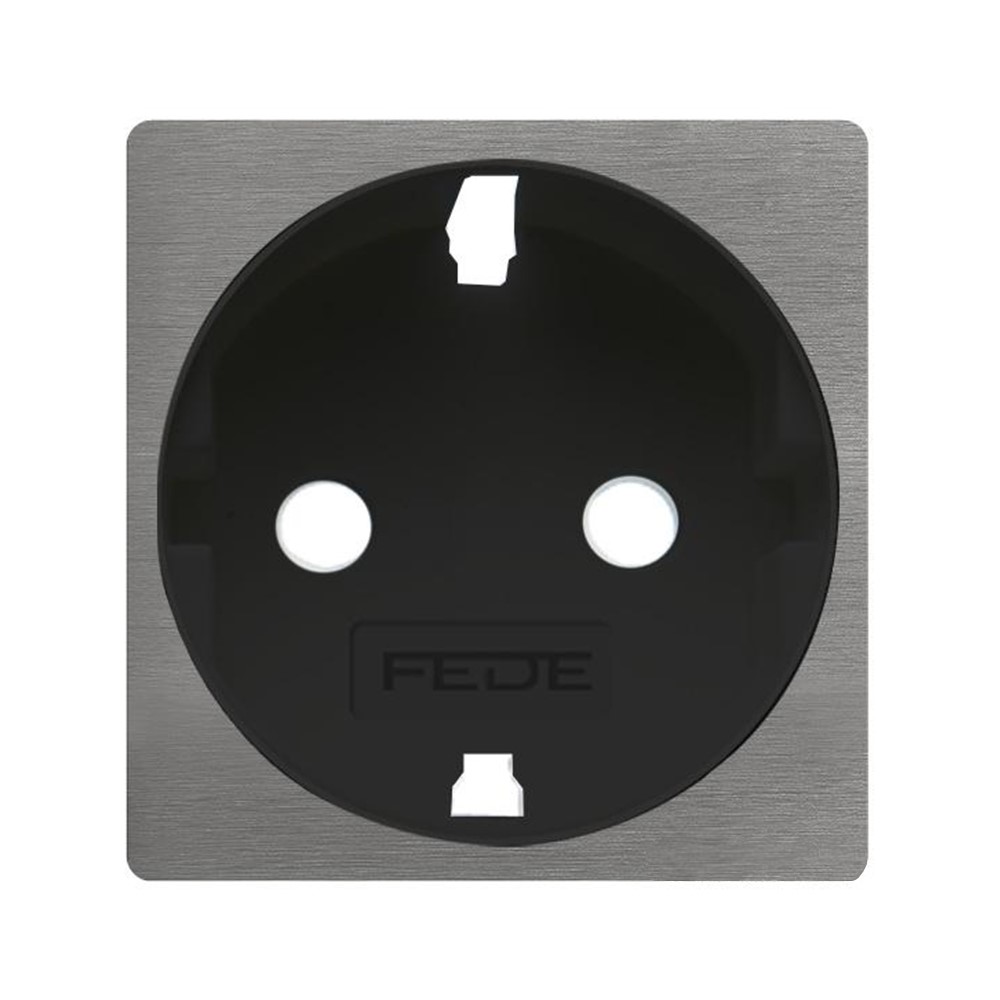 FD04335CB-M Лицев панел за контакт, 2P+E, Shuko, месинг, цвят Bright Chrome + Black, Fede
