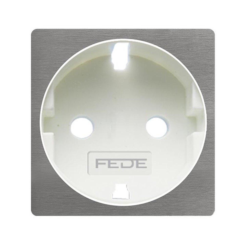 FD04335CB Лицев панел за контакт, 2P+E, Shuko, месинг, Bright Chrome + White, Fede_small