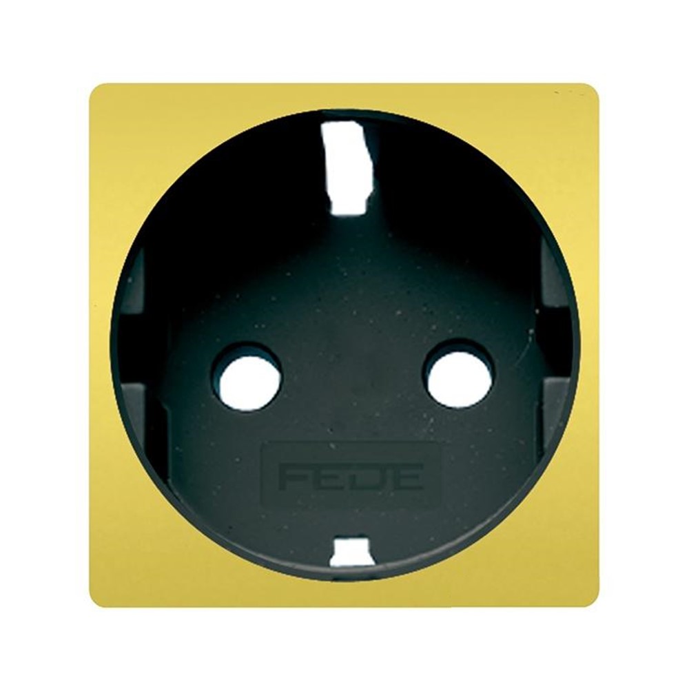 FD04335OB-M Лицев панел за контакт, 2P+E, Shuko, месинг, цвят Bright Gold + Black, Fede_small