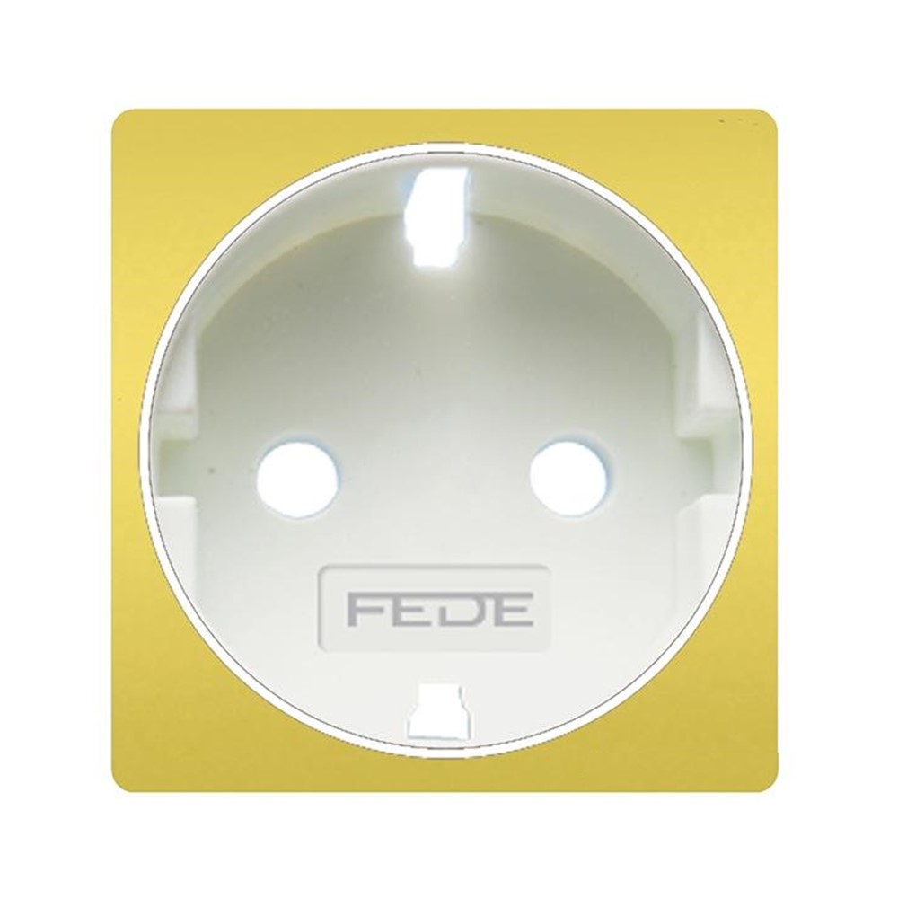 FD04335OB Лицев панел за контакт, 2P+E, Shuko, месинг, цвят Bright Gold + White, Fede