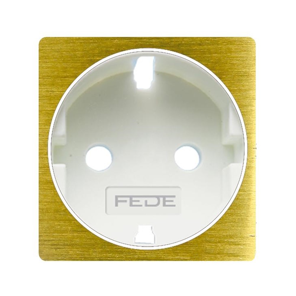 FD04335OR Лицев панел за контакт 2P+E, Shuko (за FD16823), месинг, цвят Real Gold + White, Fede_small