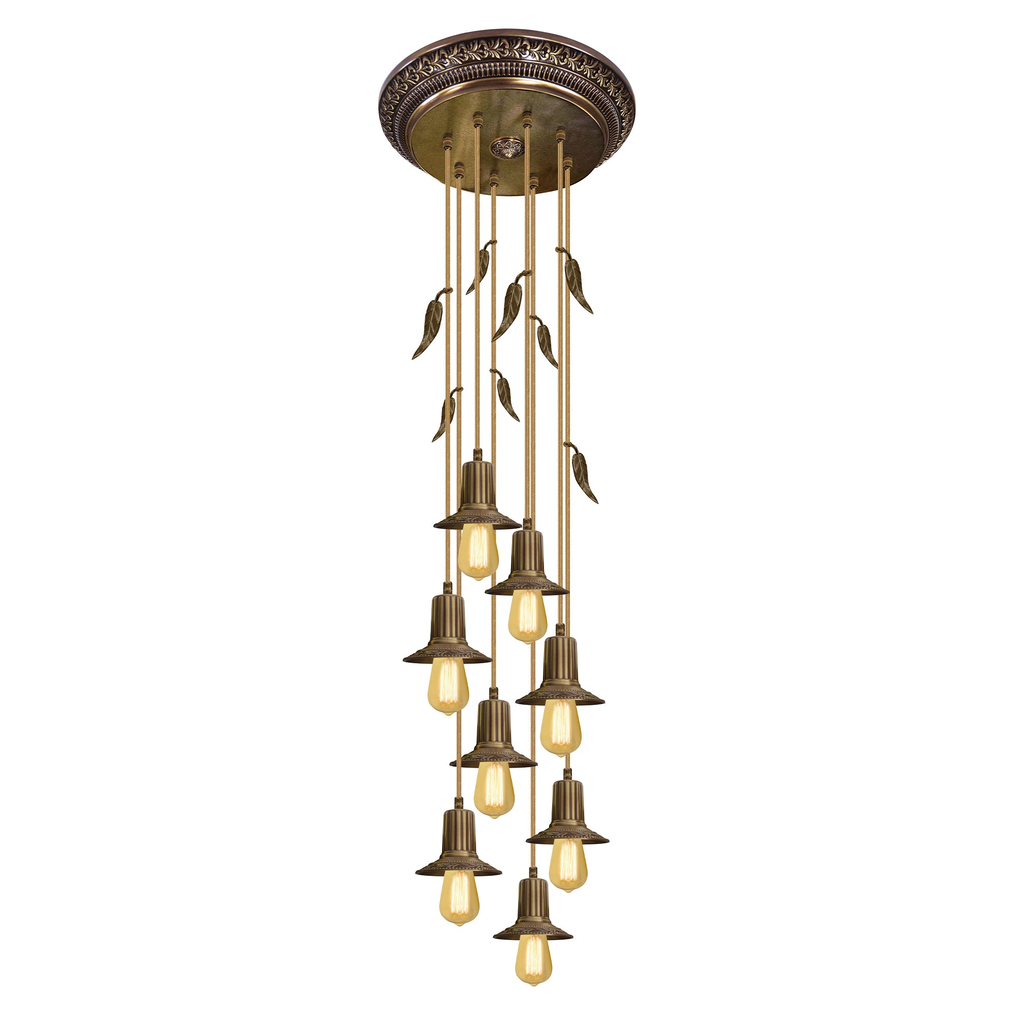 FD1189CPB Полилей Palermo II Edison, 8XE27, 230V 40W, Ø400 мм, H1200 мм, patina gold, Fede