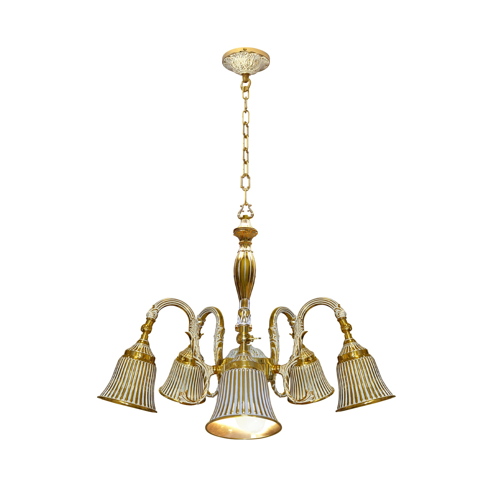 FD1190COP Полилей Milazzo IV, 5xE27, 230V max. 60W, Ø687 мм, H932 мм, white & gold, Fede_small