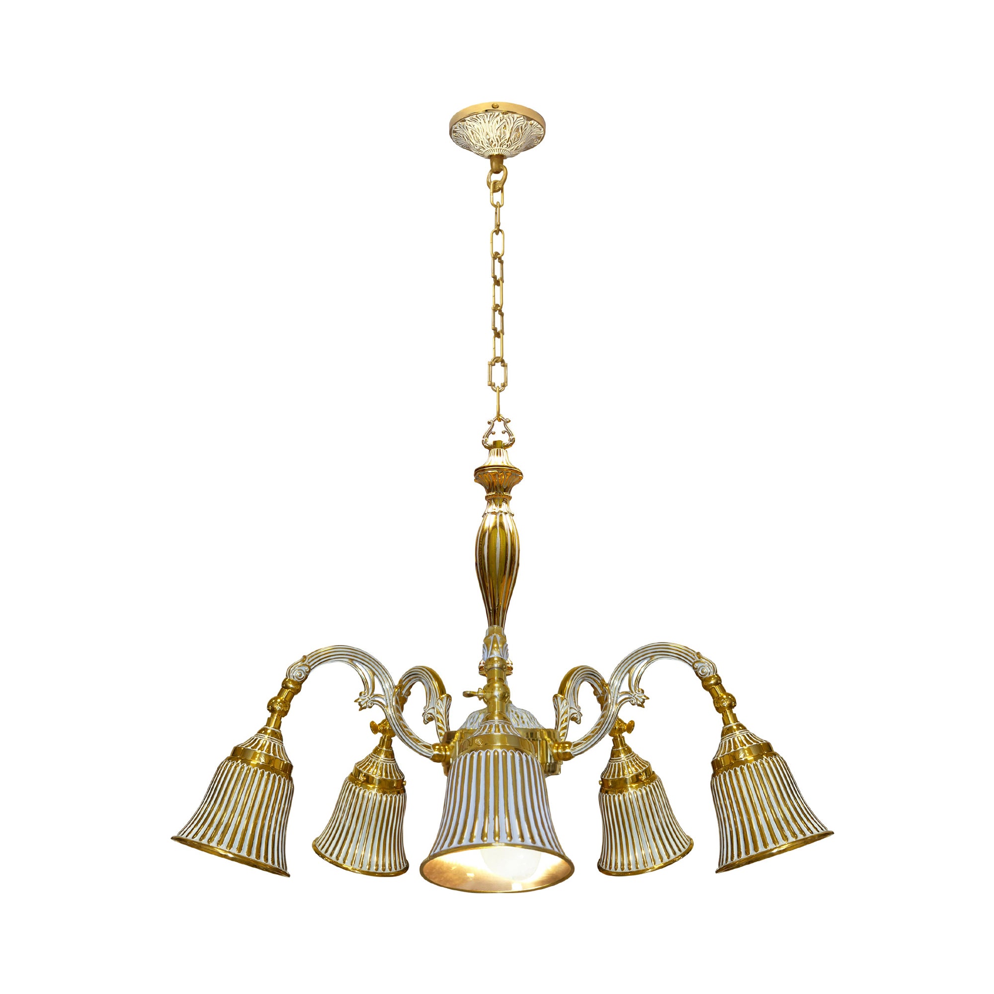 FD1191COP Полилей Milazzo III, 5xE27, 230V max. 60W, Ø687 мм, H932 мм, white & gold, Fede