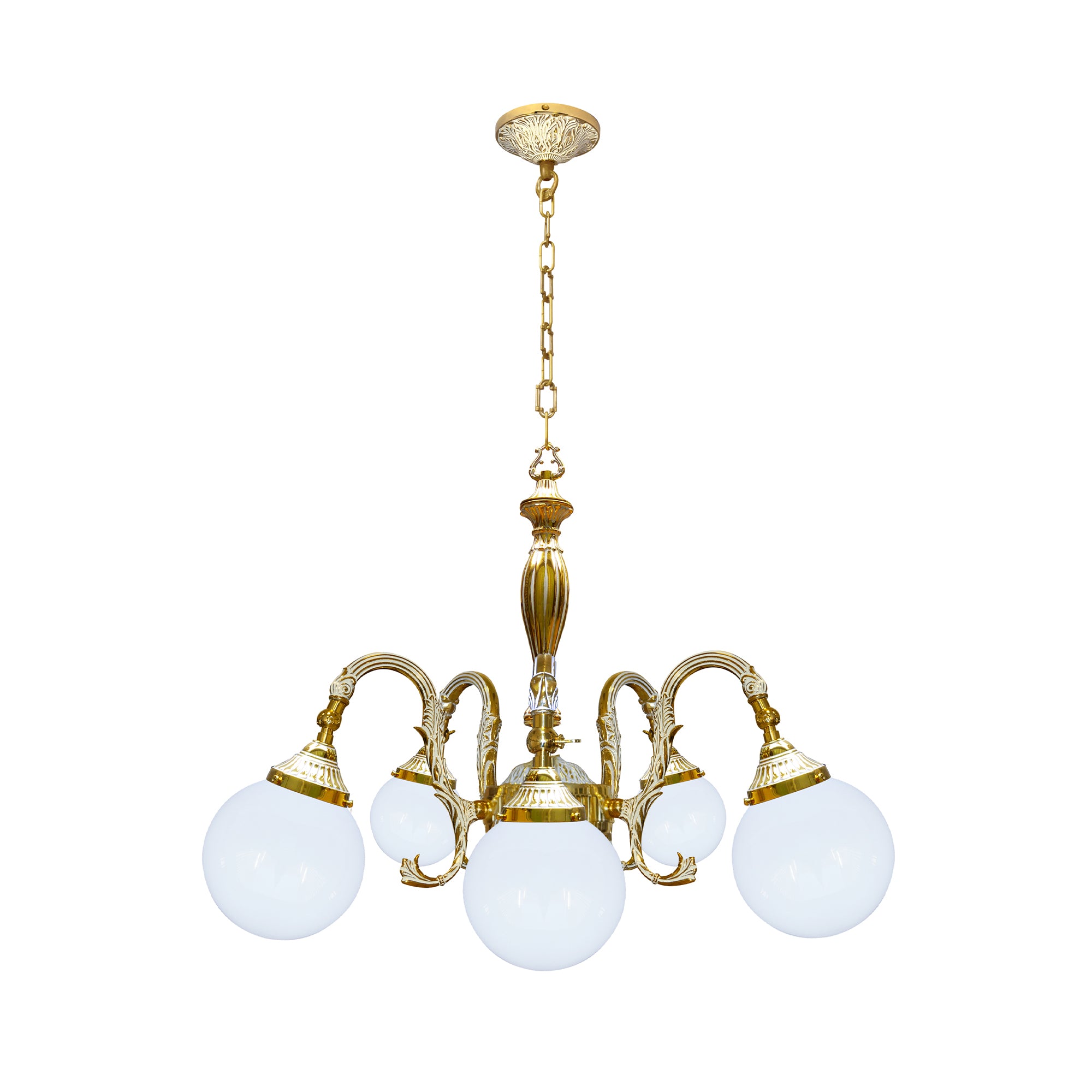 FD1192COP Полилей Milazzo IV Glass, 5xE27, 230V max. 60W, Ø687 мм, H932 мм, white & gold, Fede_small