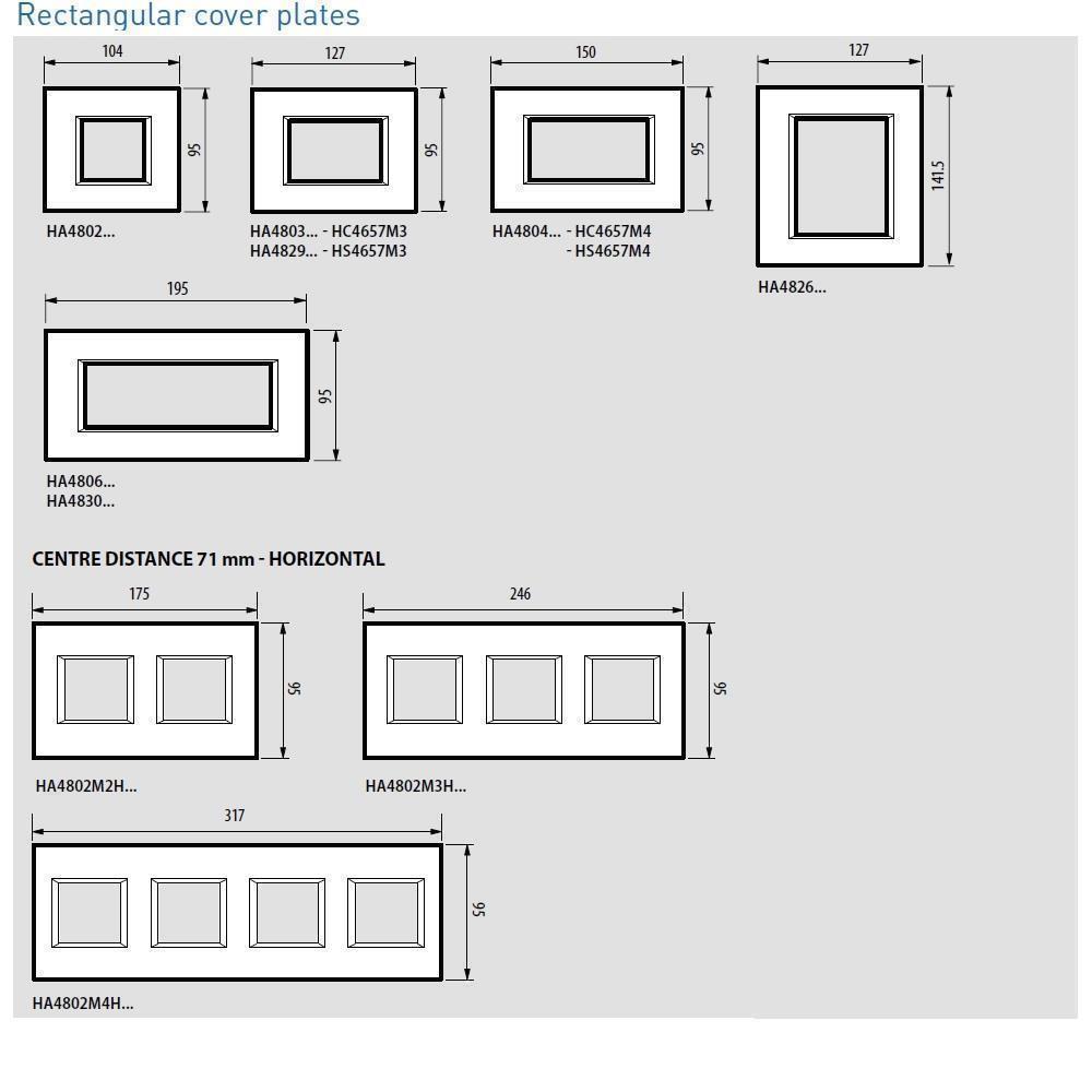 HA4802M2HCR Рамка 2x2M 71mm Axolute Rectangular chrome Bticino_small