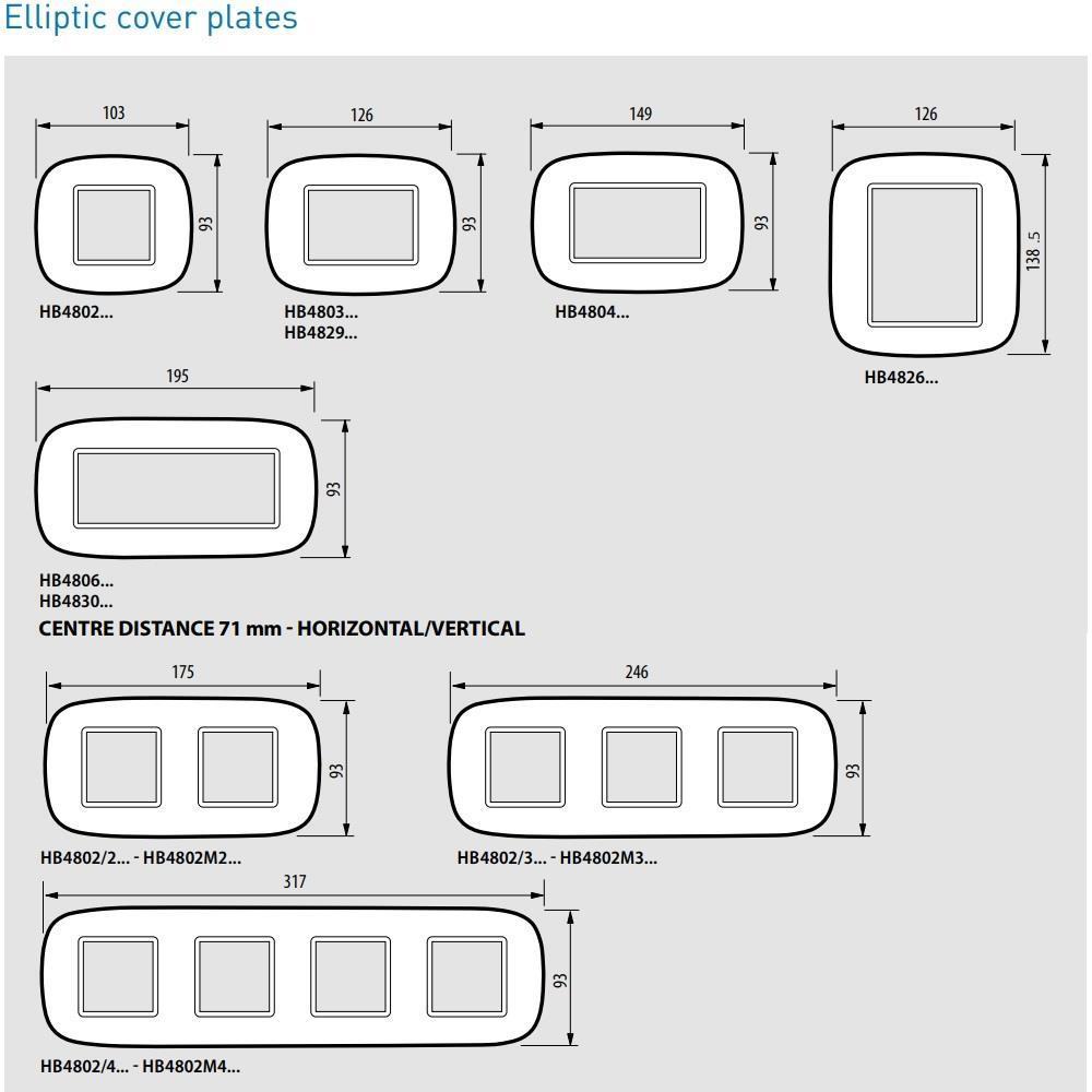 HB4802/4DA Рамка 4x2M 71mm Axolute Elliptic ivory Bticino_small