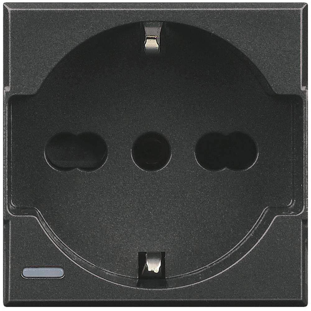 HS4140/16 Контакт комбиниран италиански/немски стандарт 2P+E 16A Антрацит 2M Bticino Axolute