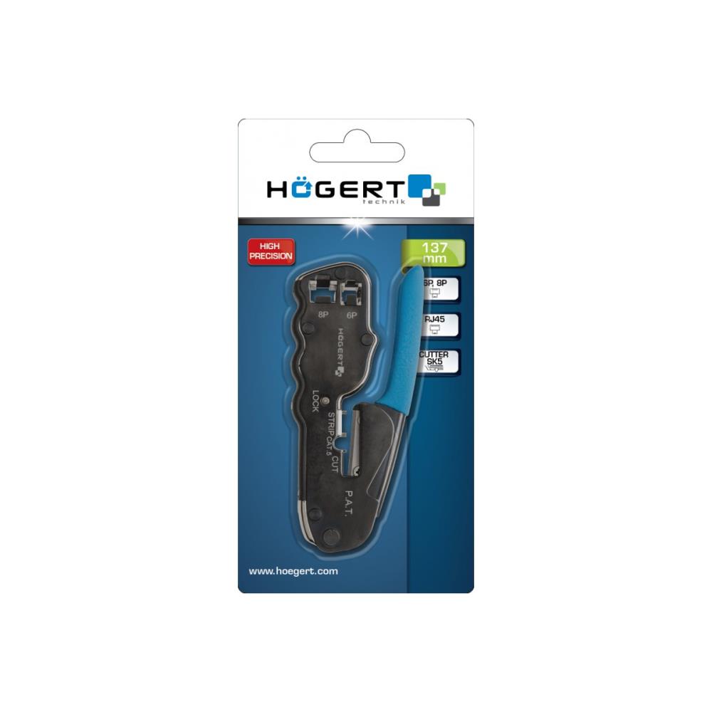 HT1P172 Специализирани клещи за кримпване на конектори RJ45, 6P, 8P, 137 мм, Högert_small