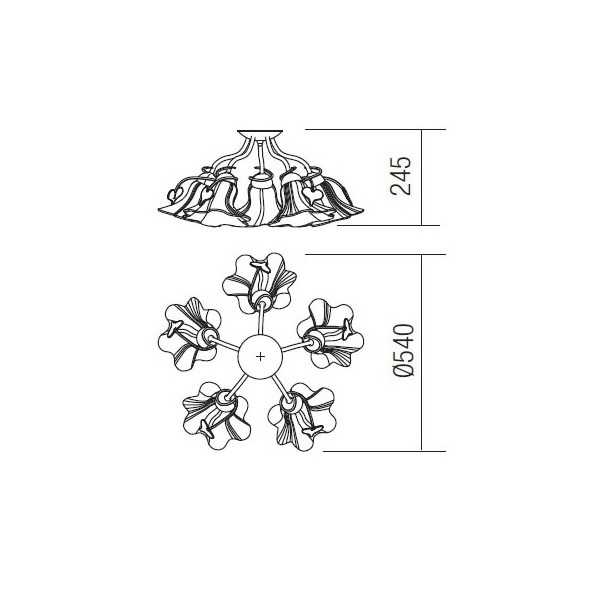 IDL CL5 05 Плафониера DALILA PL 5X28W E14 ORO ROSSO, Incanti_small