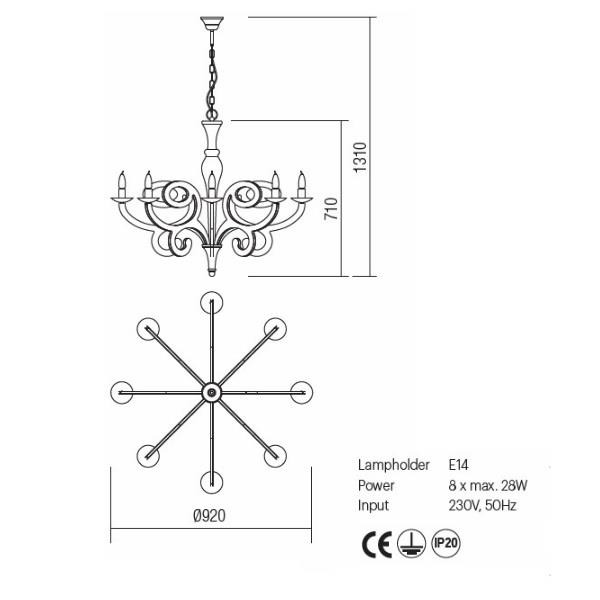 IMD C8 05 Полилей MEDEA CAND 8X28W E14 BRONZO, Incanti_small