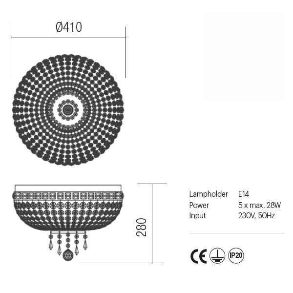 IQN CL5 10 60 Плафониера QUEEN PL 5X28W E14 CHROME, Incanti_small