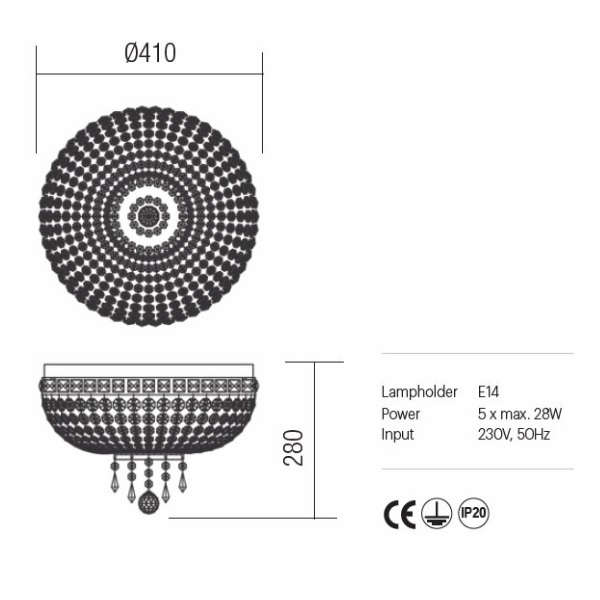 IQN CL5 11 60 Плафониера QUEEN PL 5X28W E14 GOLD, Incanti_small