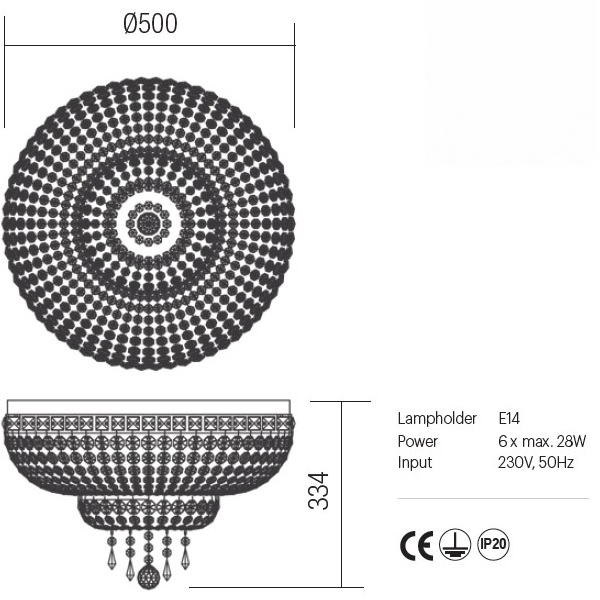 IQN CL6 10 60 Плафониера QUEEN PL 6X28W E14 CHROME, Incanti_small