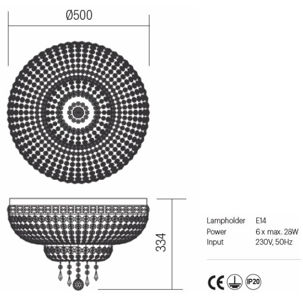 IQN CL6 11 60 Плафониера QUEEN PL 6X28W E14 GOLD, Incanti_small